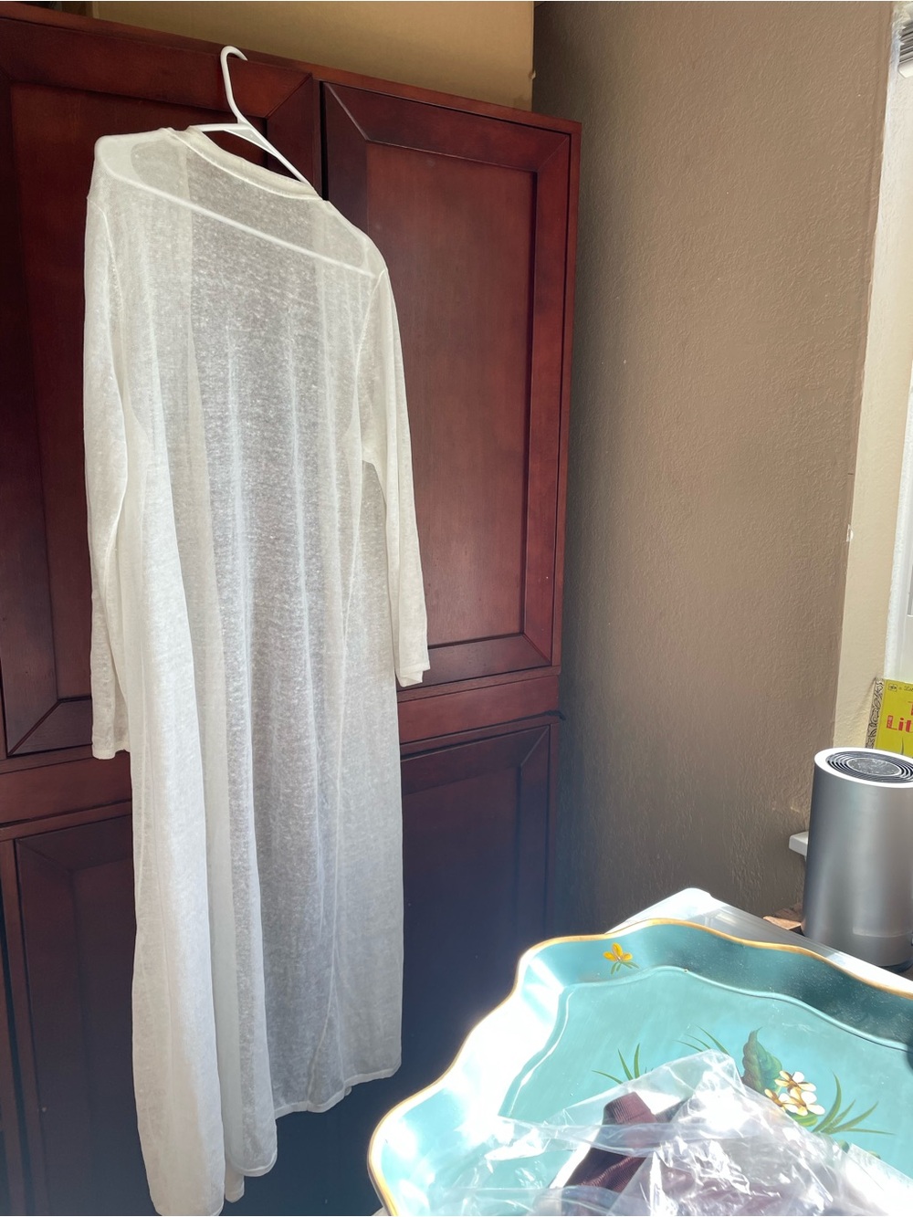 Eileen Fisher Organic Linen Lightweight Duster Cardigan in Ivory Retail $338 - Picture 13 of 14